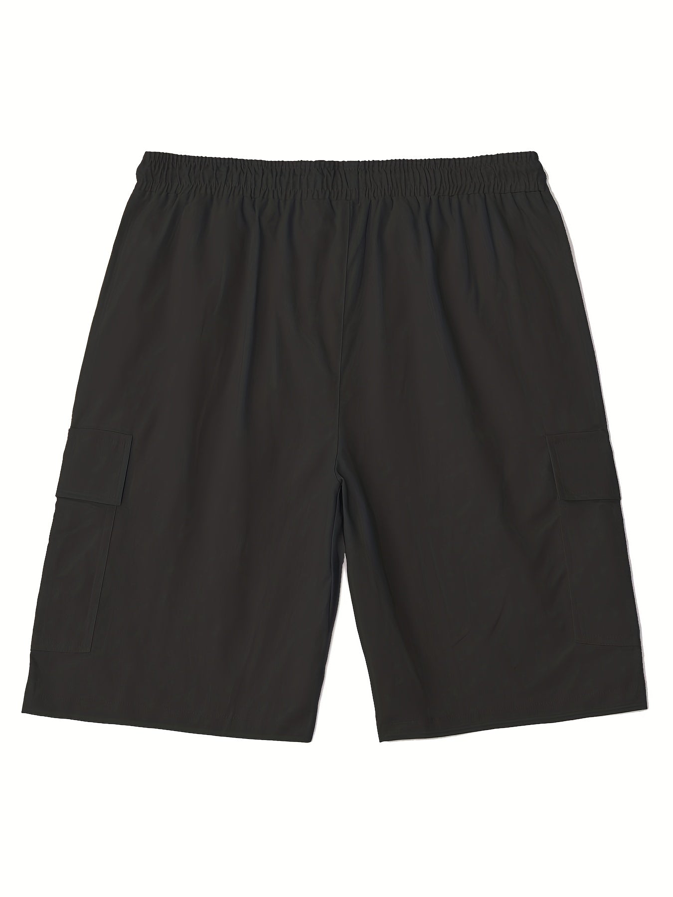 Men's Drawstring Cargo Short Pants Flap Pocket Loose Work Shorts