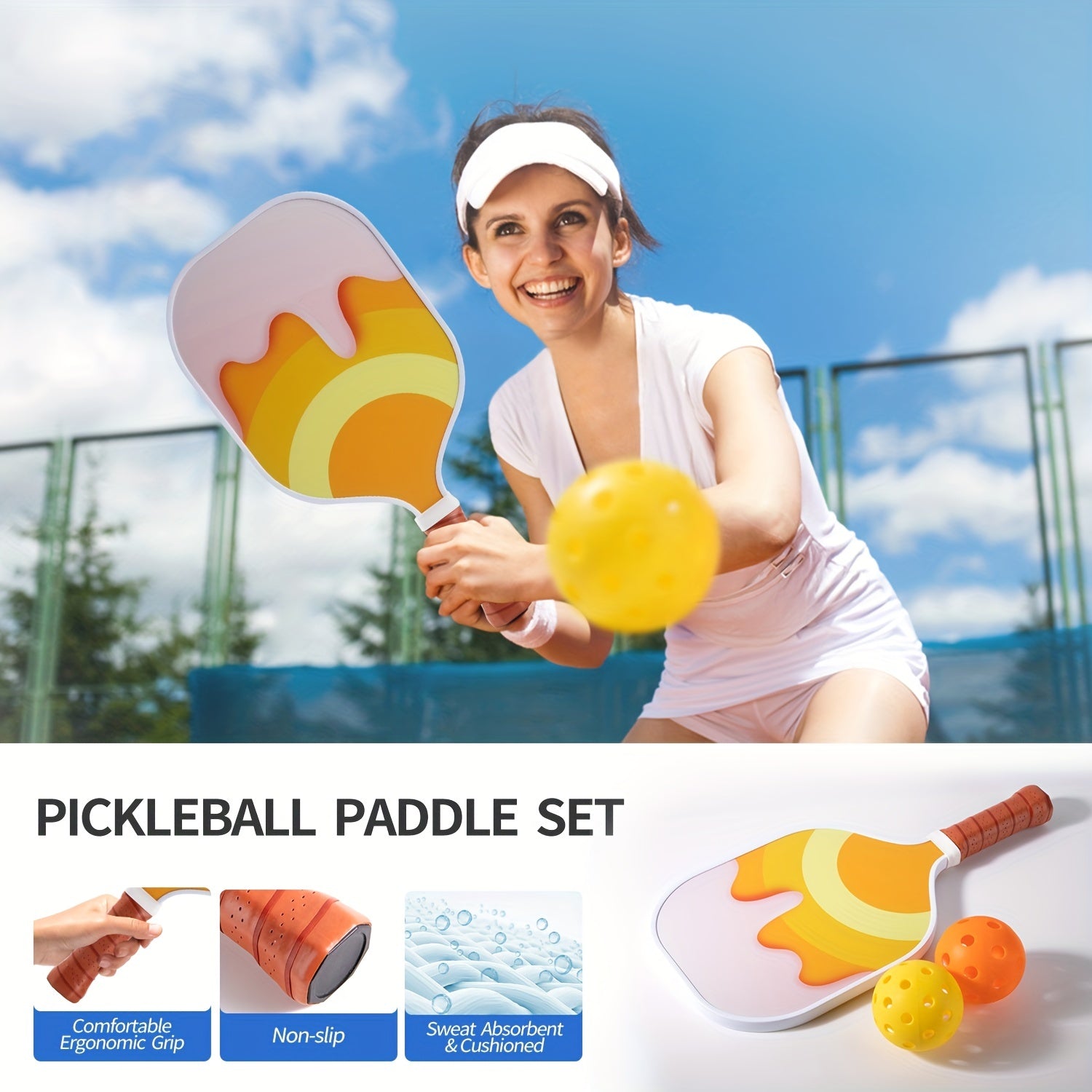 Lightweight Pickleball Paddle Set Fiberglass Honeycomb Core