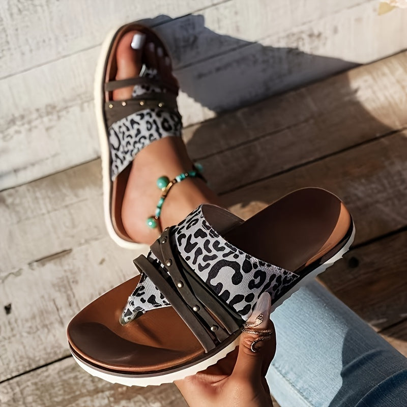 Leopard Print Outdoor Slippers Non slip Beach Sandals