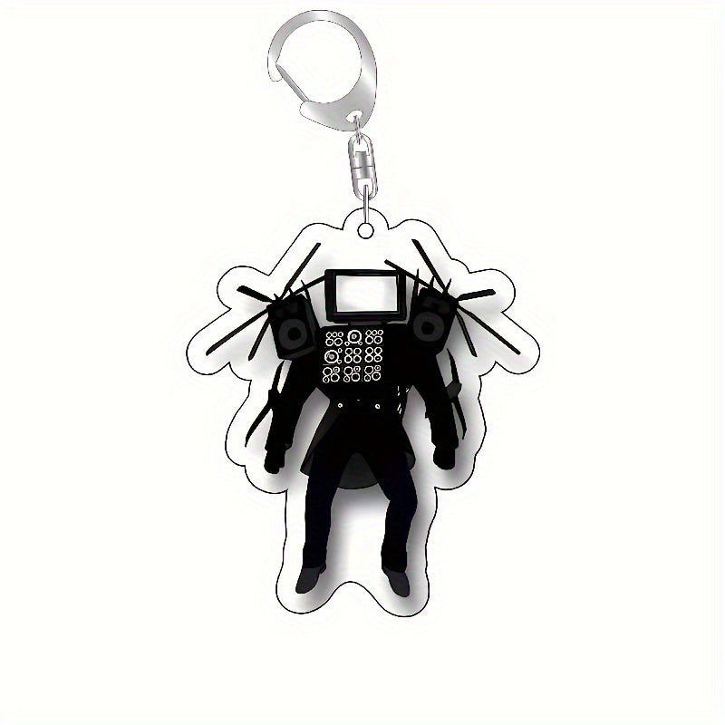 Funny Toilet Man TV Man Keychain Keyring Creative Bag Pendant Key Chain