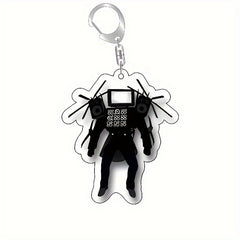 Funny Toilet Man TV Man Keychain Keyring Creative Bag Pendant Key Chain