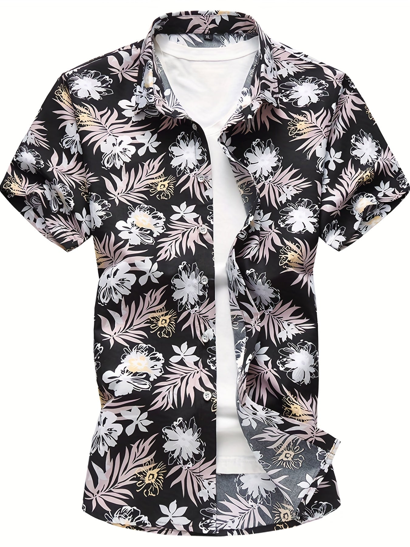 Men's Floral Print Camp Collar Hawaiian Shirt