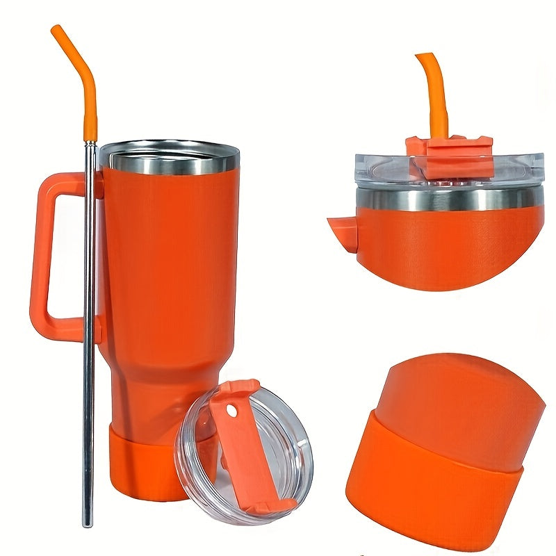 40OZ Stainless Steel Water Bottle with Straw Brush and Silicone Cover