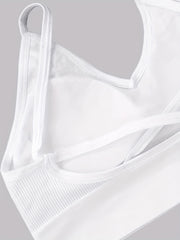 2pcs Ribbed Cami Tops V Neck Hollow Out Crop Top Women's Lingerie