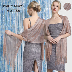 Tassel Glitter Shawl Long Wrap Solid Cover Up Party Prom Cape
