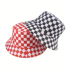 Plaid Double-sided Bucket Hat for Men Women Outdoor Sunshade