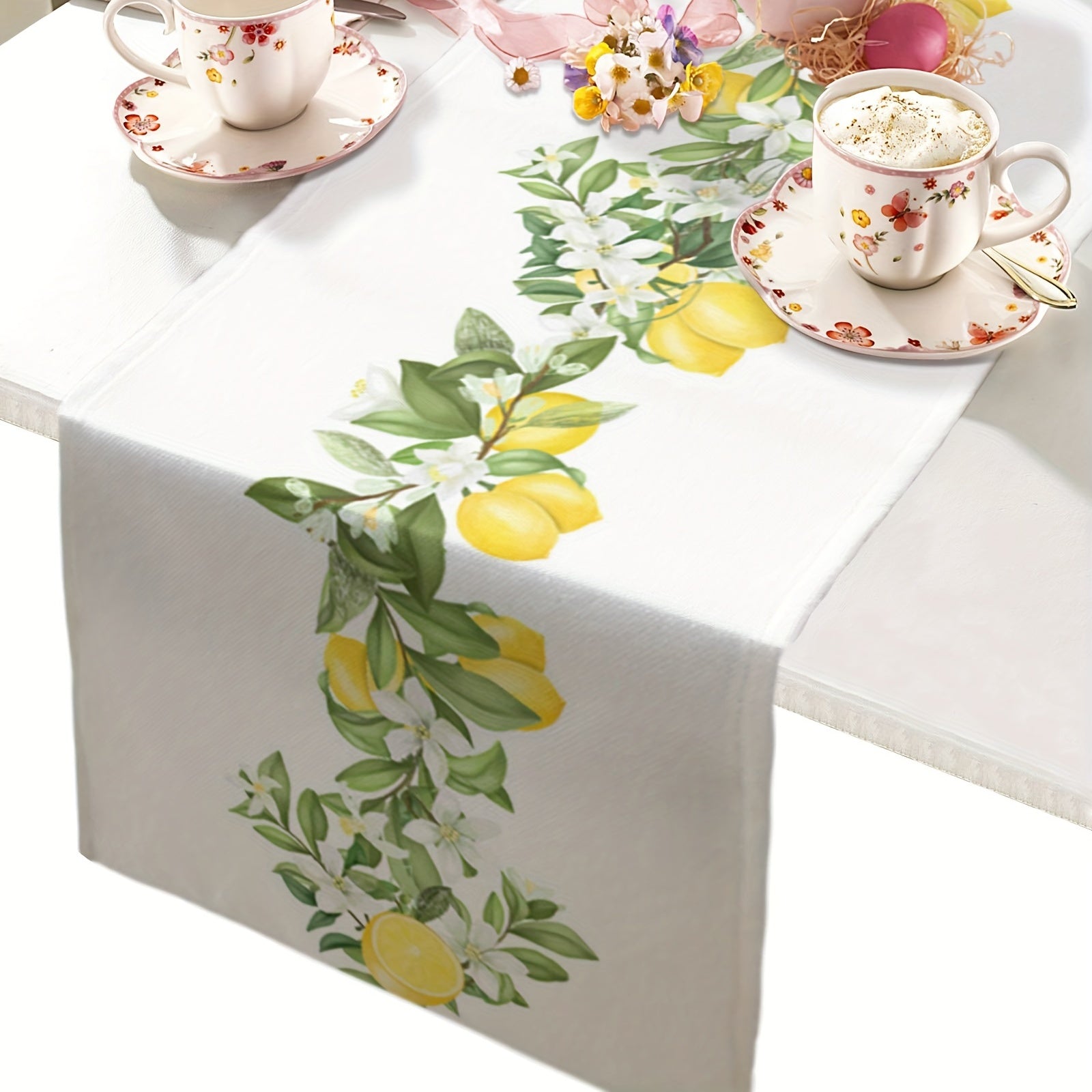 Rustic Lemon Burlap Linen Table Runner 33x182cm
