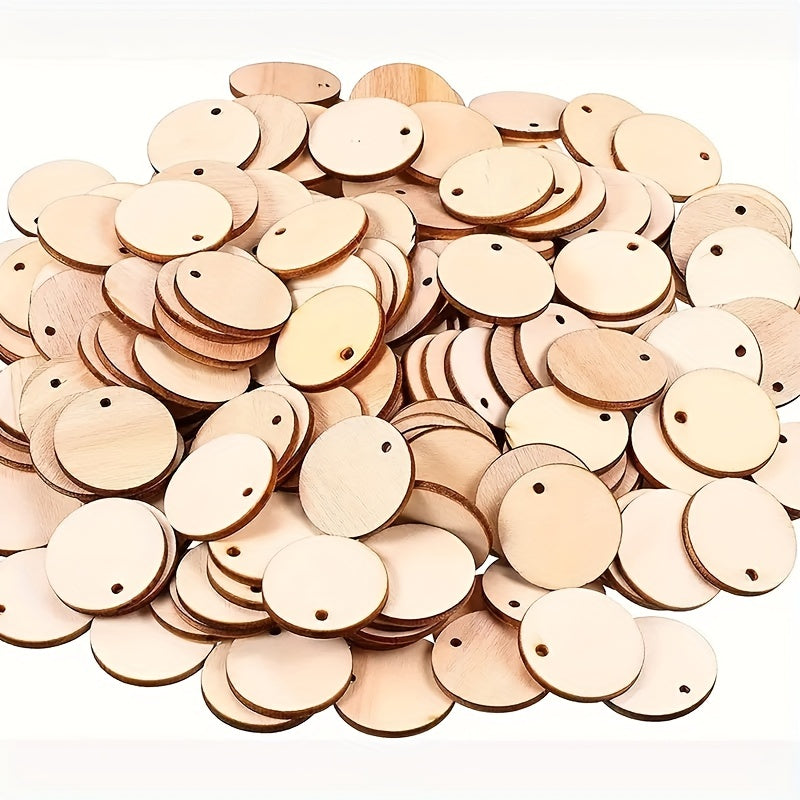 50pcs Wood Circles With Holes For Crafts Small Round Wooden Discs Blanks Cutouts