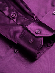 Men's Satin Button-Down Shirt Long Sleeve Casual Solid Prom Wedding Fit