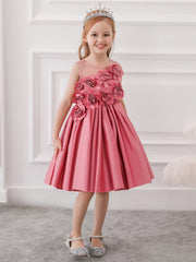 Girls Mesh Princess Dress with Flower Decoration