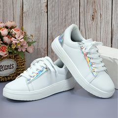 Reflective Faux Leather Heighten Skate Shoes Non Slip Flat Sneakers