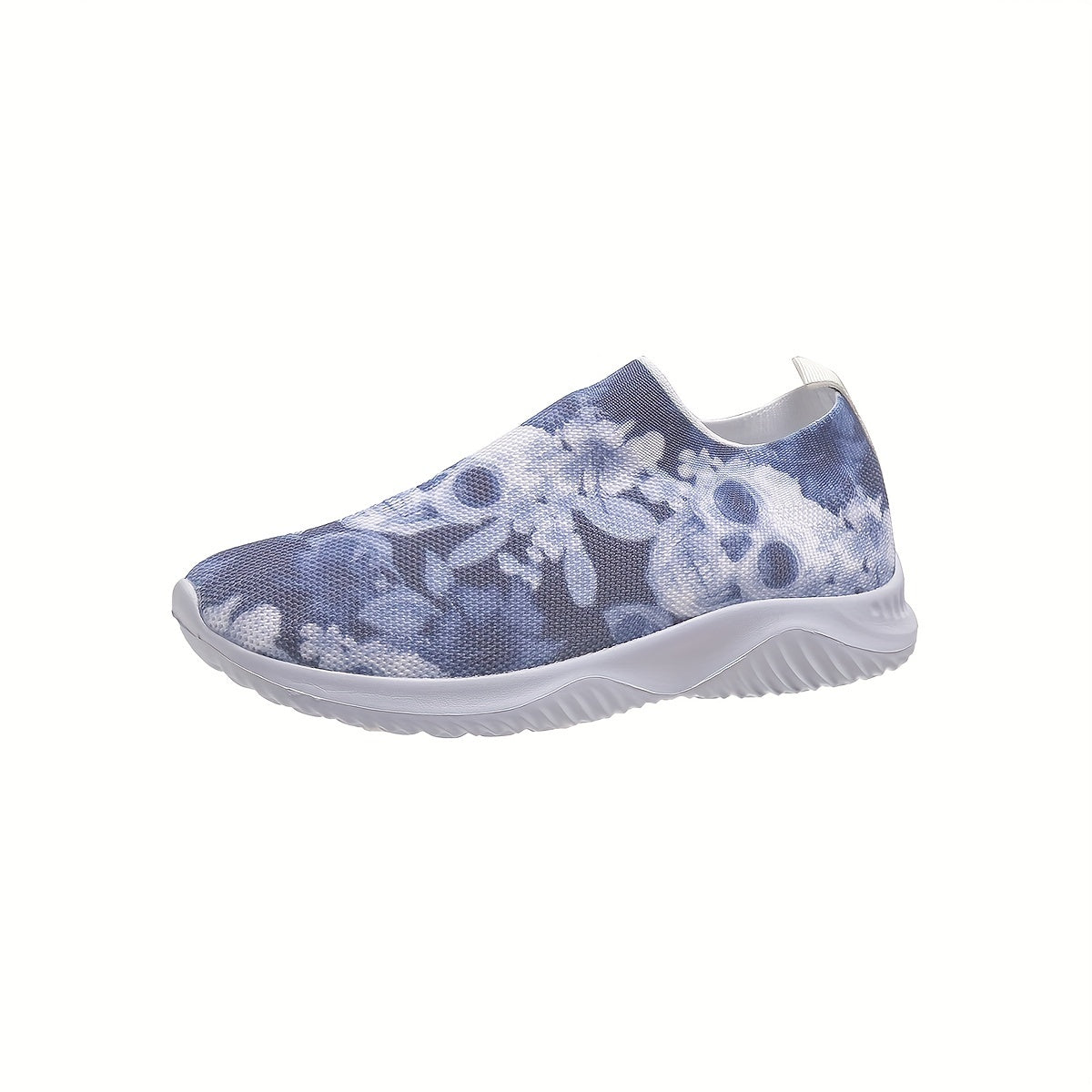 Women's Calavera Print Slip On Sneakers Low Round Toe Lightweight Shoes