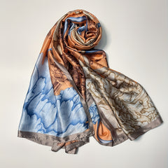 Flower Castle Print Scarf Satin Shawl Head Wrap Travel Beach Towel