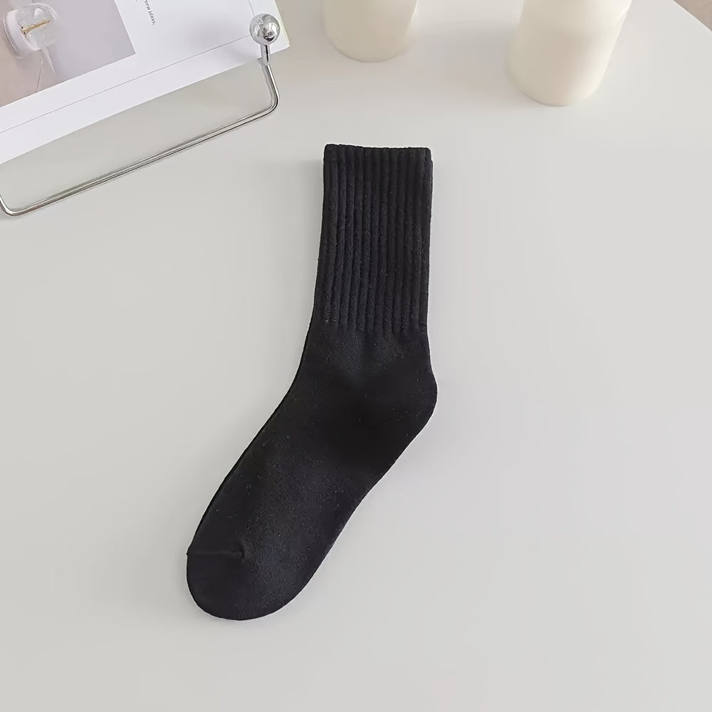 Solid Socks Comfy & Soft Mid Tube Socks Women's Stockings & Hosiery