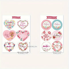 60pcs Heart Shaped Mother'S Stickers with Floral Designs and Messages