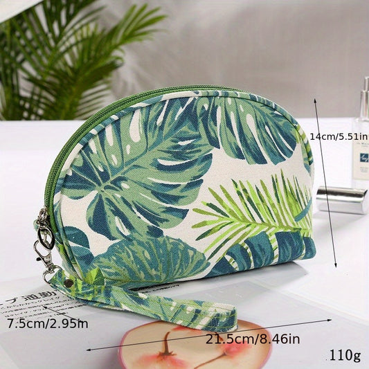 Leaf Print Makeup Bag Portable Cosmetic Organizer