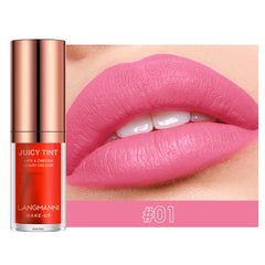 Matte Lip Glaze Lipstick Lip Cheek Blush Dual use Velvet Texture Blush