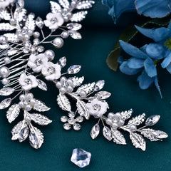 Sweet Style Ceramic Floral Hair Comb for Women