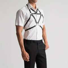 Men's PU Leather Suspenders Body Chest Belt for Club Costume