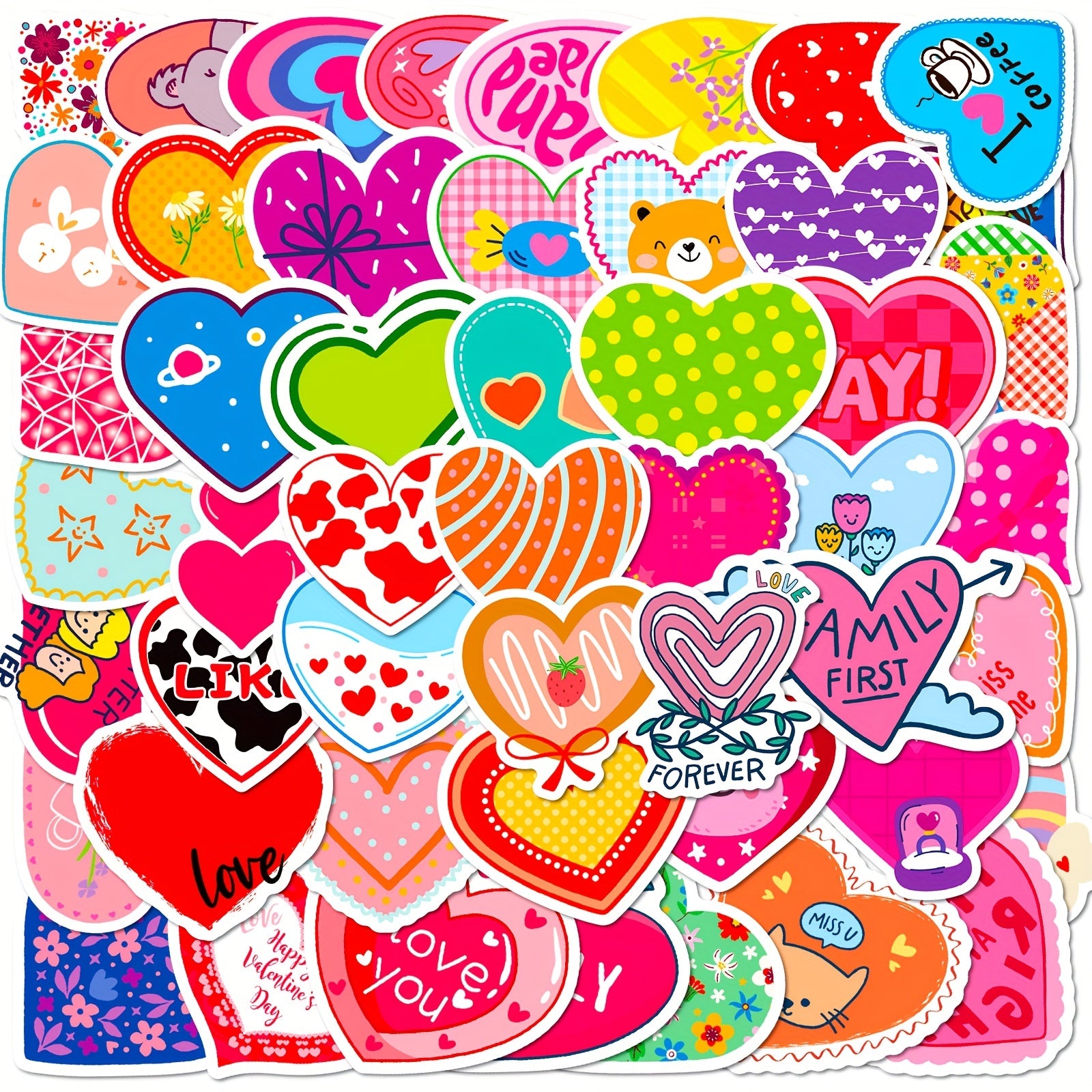 50pcs Heart Romantic Love Stickers for Kids Teens Ad