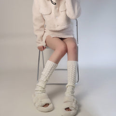 2 Pairs Cable Knit Leg Warmers Knee High Socks Women's Stockings