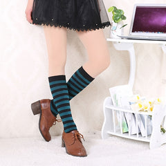 Rainbow Striped Calf Socks Funny Colorblock Knee High Socks