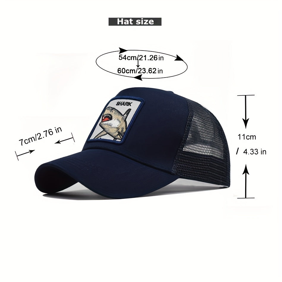 Adjustable Animal Embroidered Baseball Cap Hip Hop Sun Hat Peaked Cap Mesh Cap