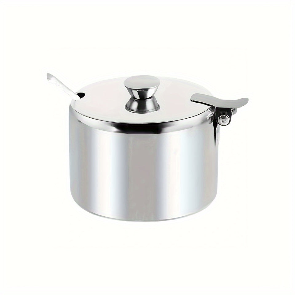 Stainless Steel Seasoning Box with Spoon Clear Spice Pots