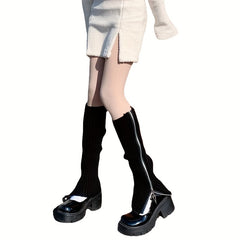 Knitted Zipper Leg Warmers Warm All match Socks