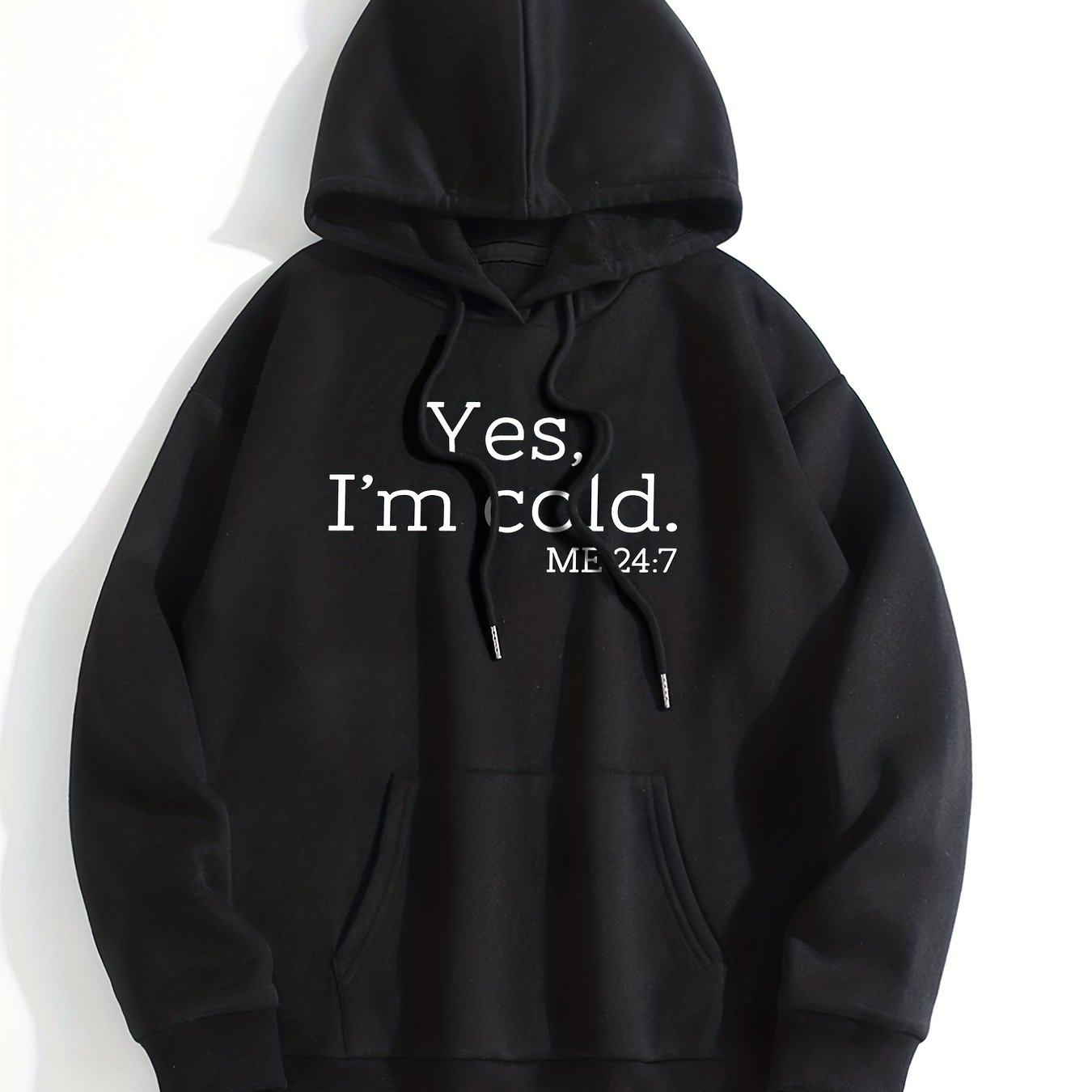 Letter Print Kangaroo Pocket Hoodie Long Sleeve Drawstring Hoodies Sweatshirt
