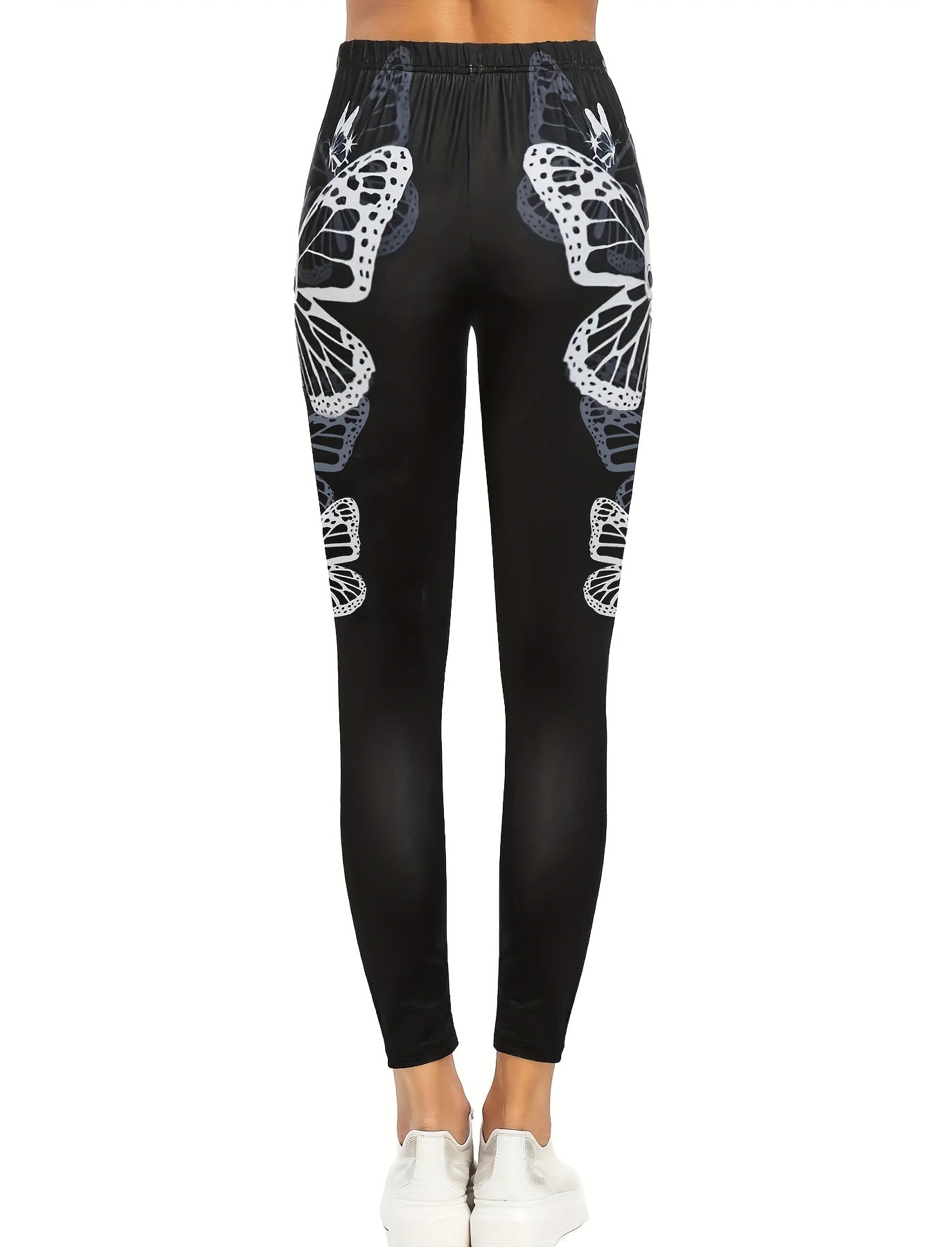 Butterfly Print Skinny Leggings Stretchy Casual Leggings Women's Clothing