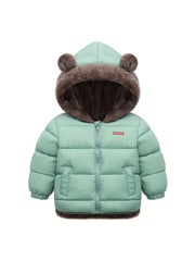 Boys Winter Hooded Coat With Fur Lining Cotton Padded Light Warm Jacket