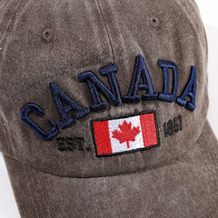 Canada Maple Leaf Baseball Cap Vintage Embroidered Washed Distressed Dad Hats