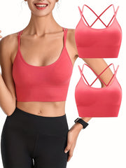 2pcs Criss Cross Sports Bras Yoga Fitness Bra Women's Lingerie