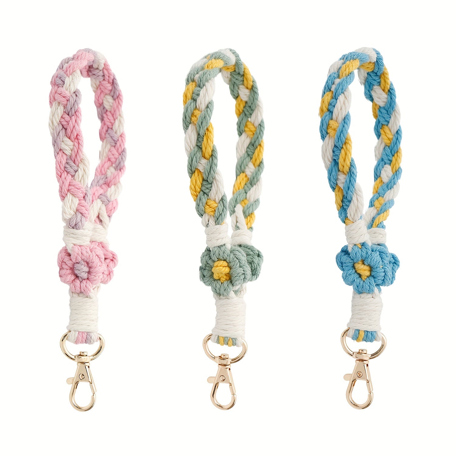 Boho Flower Keychains & Wristbands for Girls