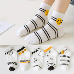 5 Pairs Boys Ultra thin Breathable Cotton Socks