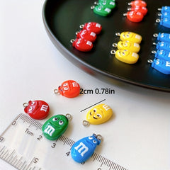 10pcs DIY Smiling Face Chocolate Bean Charms for Earring Bag Pendant