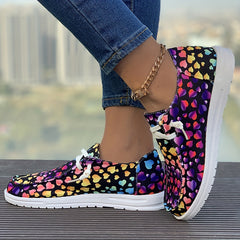 Colorful Heart Pattern Women's Style Skate Shoes