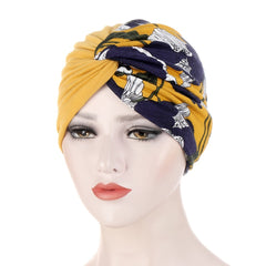 Floral Cloth Twist Turban Cap Soft Women Print Hijab Turban Head
