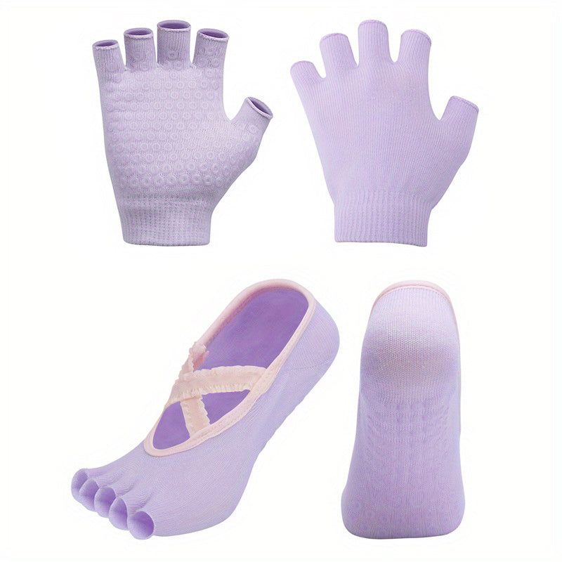 Fitness Gloves & Toeless Yoga Socks Set - Improve Performance