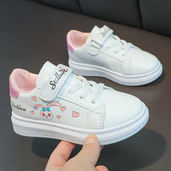 Girl's Cartoon Pattern Sneakers Hook And Loop Fastener Shoes For Kids