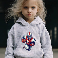 Rugby Player Pattern Long Sleeve Hooded Sweatshirt Girls