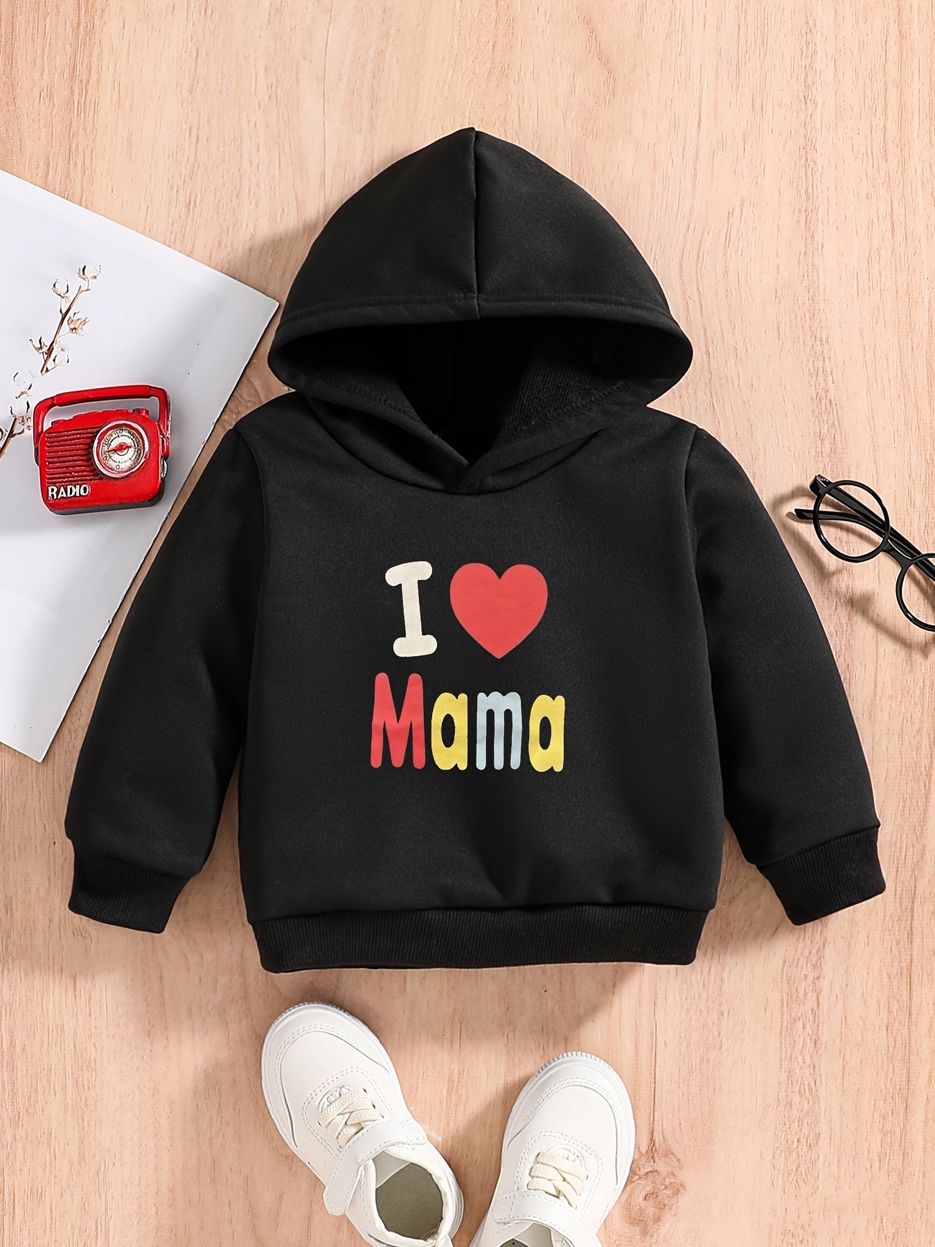 LOVE MAMA Letter Print Baby Boys Long Sleeve Sweatshirt