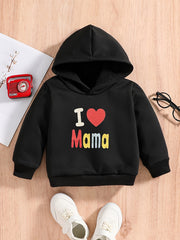 LOVE MAMA Letter Print Baby Boys Long Sleeve Sweatshirt