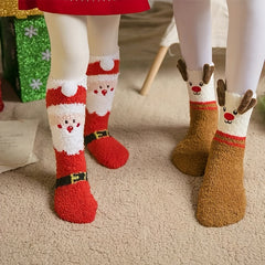 3 Pairs Christmas Fuzzy Socks Winter Warm Velvet Crew Socks