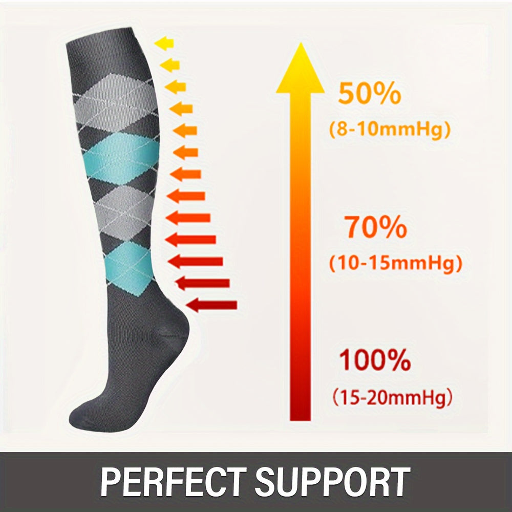 6pairs Compression Socks For Women & Men 15-20 MmHg Knee High Socks