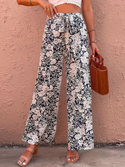Floral Print High Rise Wide Leg Pants