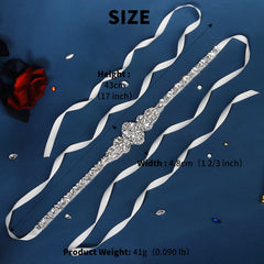 Rhinestone Bridal Girdle Hand Stitched Ribbon Belt