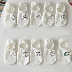 10 Pairs Cartoon Print Short Socks Low Cut Ankle Women's Stockings