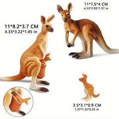 Wild Animal Toy Set Kangaroo Family Zoo Cognitive Desktop Ornaments